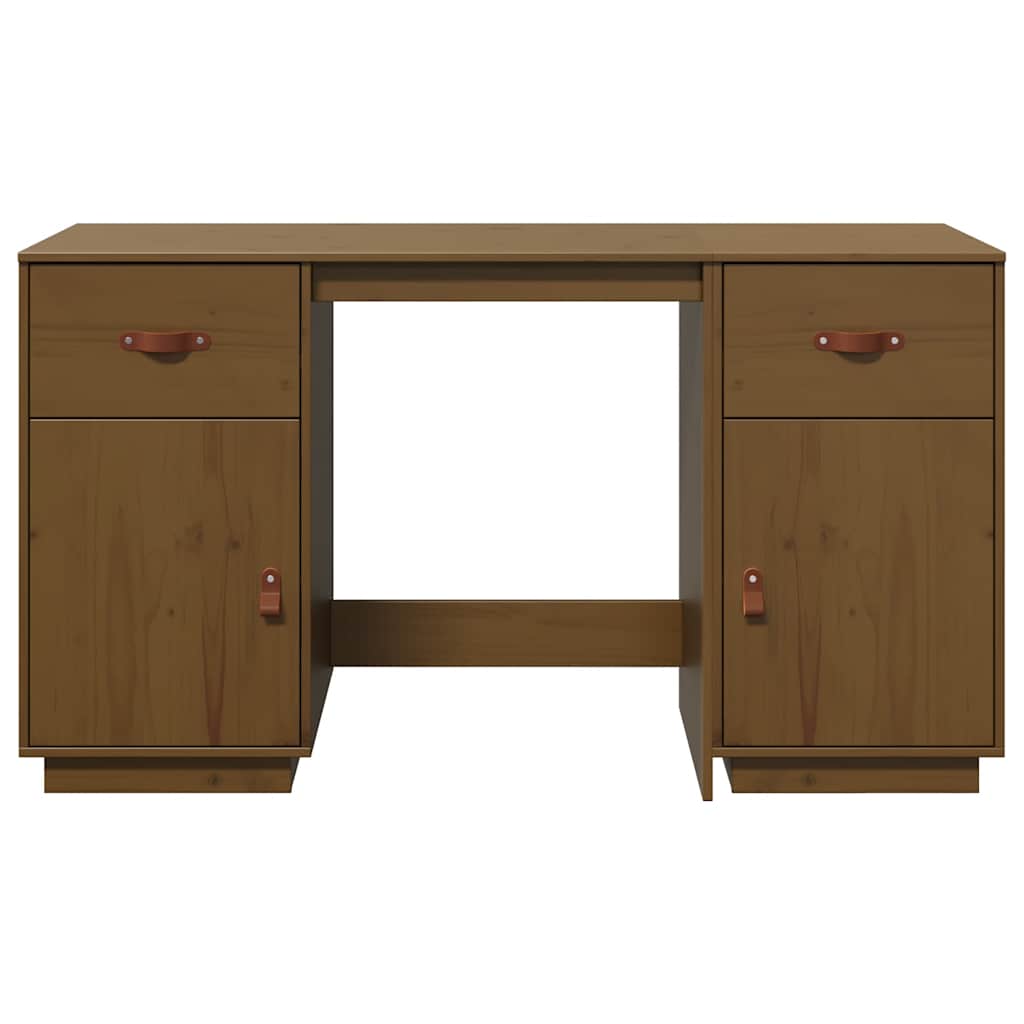 Schreibtisch mit Schränken Honigbraun 135x50x75 cm Massivholz