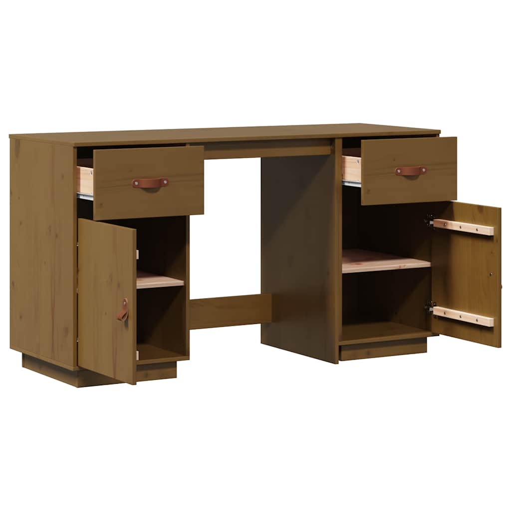 Schreibtisch mit Schränken Honigbraun 135x50x75 cm Massivholz