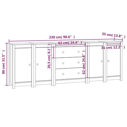Sideboard 230x35x80 cm Massivholz Kiefer