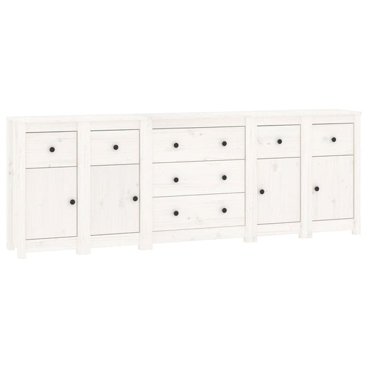 Sideboard Weiß 230x35x80 cm Massivholz Kiefer