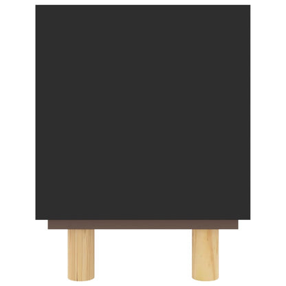 TV-Schrank Schwarz 105x30x40 cm Massivholz Kiefer Natur-Rattan