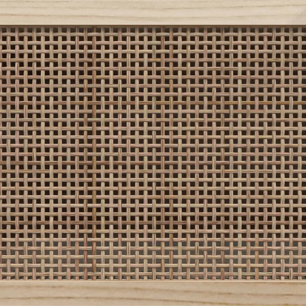 TV-Schrank Schwarz 105x30x40 cm Massivholz Kiefer Natur-Rattan