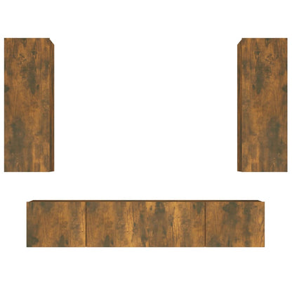 4-tlg. TV-Schrank-Set Räuchereiche Holzwerkstoff