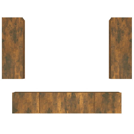 4-tlg. TV-Schrank-Set Räuchereiche Holzwerkstoff