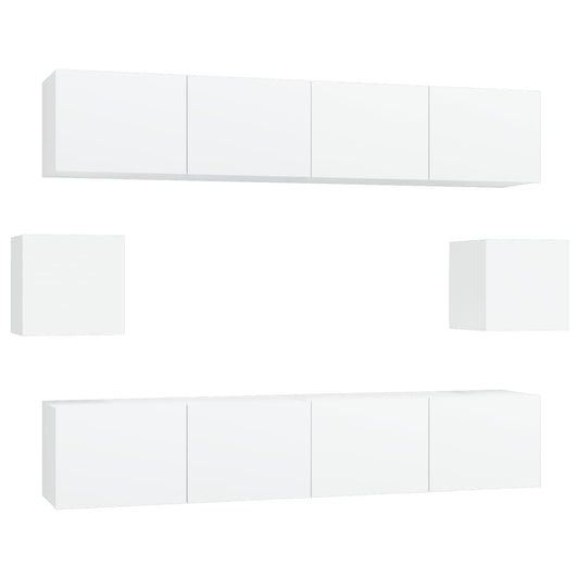 6-tlg. TV-Schrank-Set Weiß Holzwerkstoff