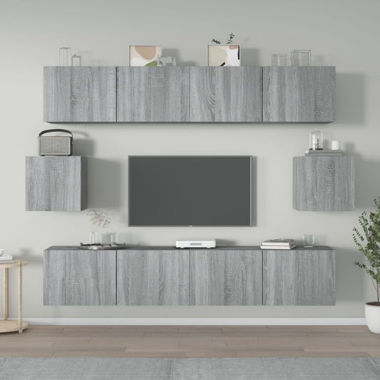 6-tlg. TV-Schrank-Set Grau Sonoma Holzwerkstoff