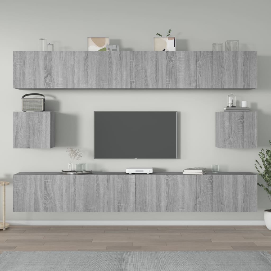 6-tlg. TV-Schrank-Set Grau Sonoma Holzwerkstoff