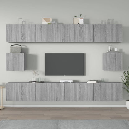 6-tlg. TV-Schrank-Set Grau Sonoma Holzwerkstoff