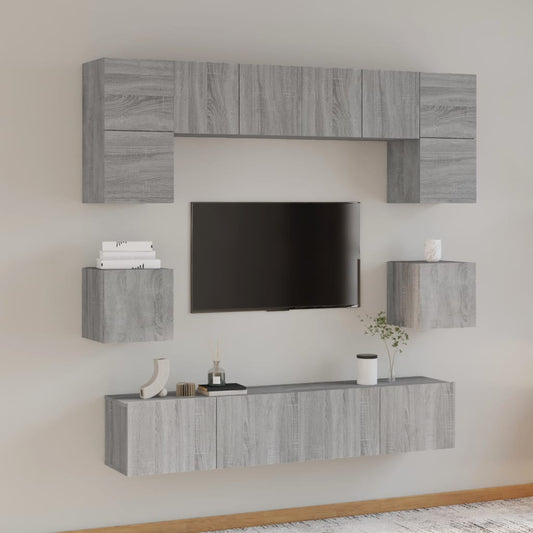 8-tlg. TV-Schrank-Set Grau Sonoma Holzwerkstoff