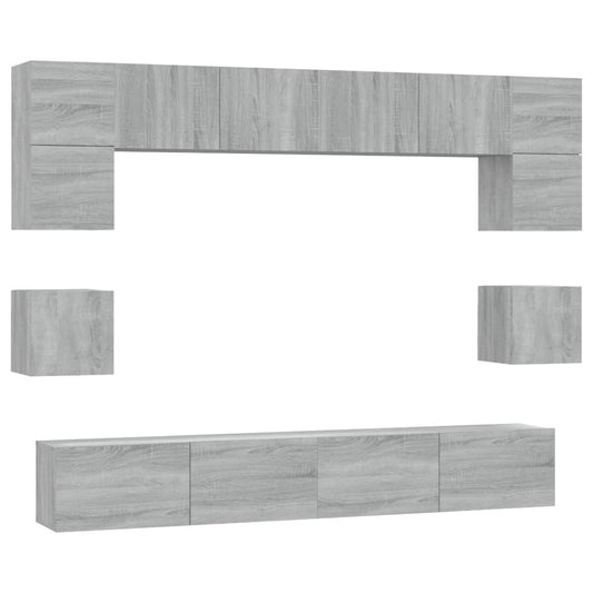 8-tlg. TV-Schrank-Set Grau Sonoma Holzwerkstoff