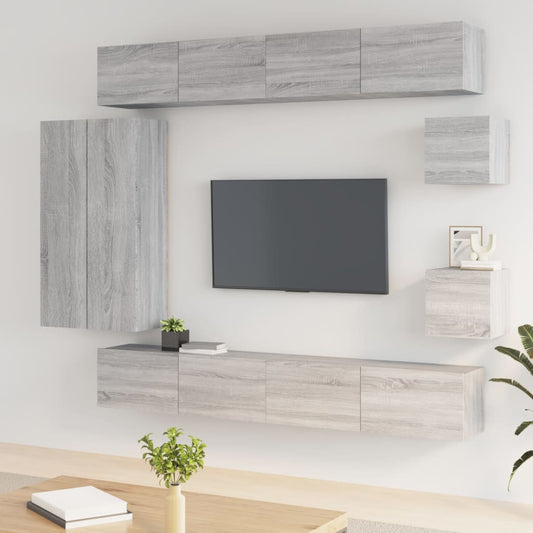8-tlg. TV-Schrank-Set Grau Sonoma Holzwerkstoff