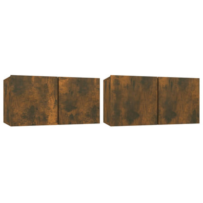 4-tlg. TV-Schrank-Set Räuchereiche Holzwerkstoff