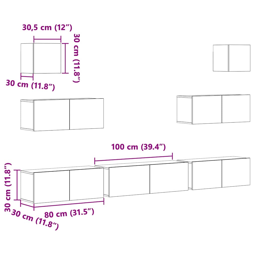 7-tlg. TV-Schrank-Set Sonoma-Eiche Holzwerkstoff