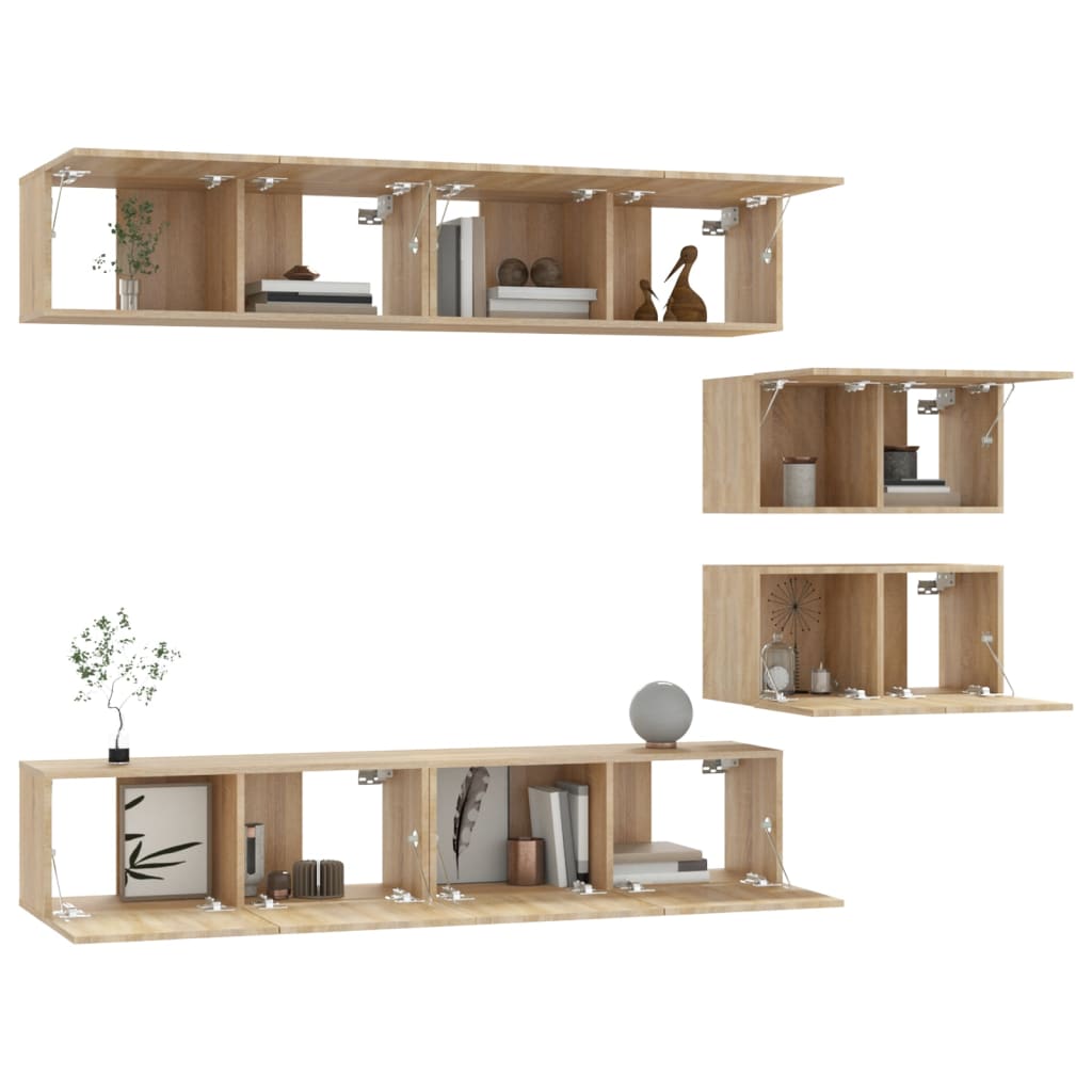 6-tlg. TV-Schrank-Set Sonoma-Eiche Holzwerkstoff