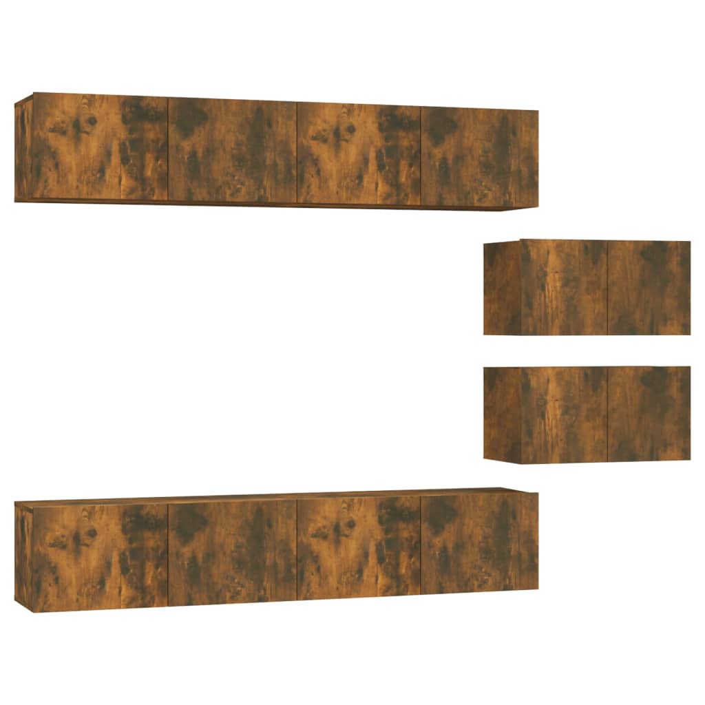 6-tlg. TV-Schrank-Set Räuchereiche Holzwerkstoff