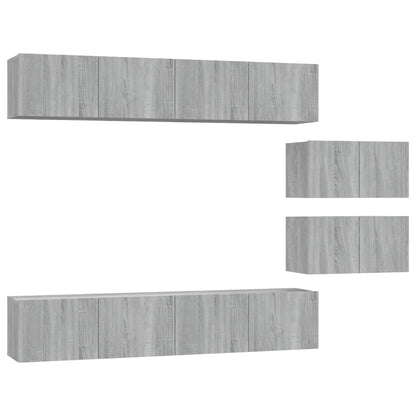 6-tlg. TV-Schrank-Set Grau Sonoma Holzwerkstoff