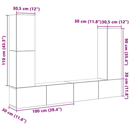 4-tlg. TV-Schrank-Set Sonoma-Eiche Holzwerkstoff
