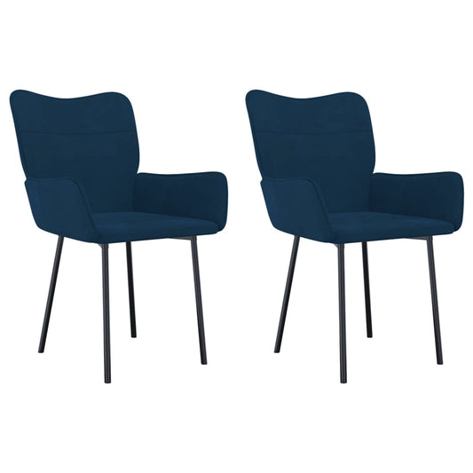 Esszimmerstühle 2 Stk. Blau Samt
