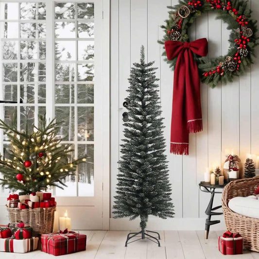 Künstlicher Weihnachtsbaum mit Ständer Schlank Grün 150 cm PVC