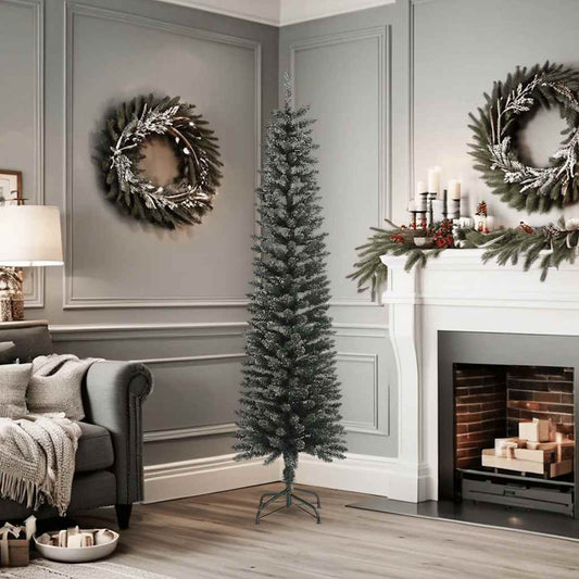 Künstlicher Weihnachtsbaum mit Ständer Schlank Grün 180 cm PVC
