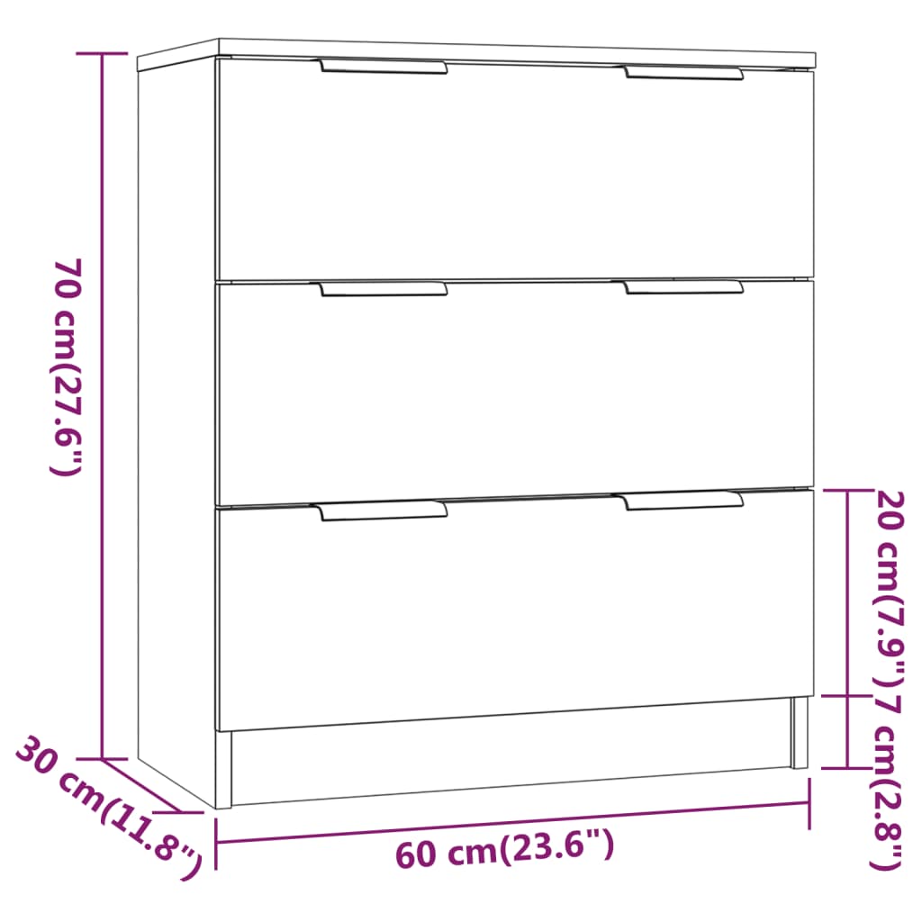 3-tlg. Sideboards Grau Sonoma Holzwerkstoff