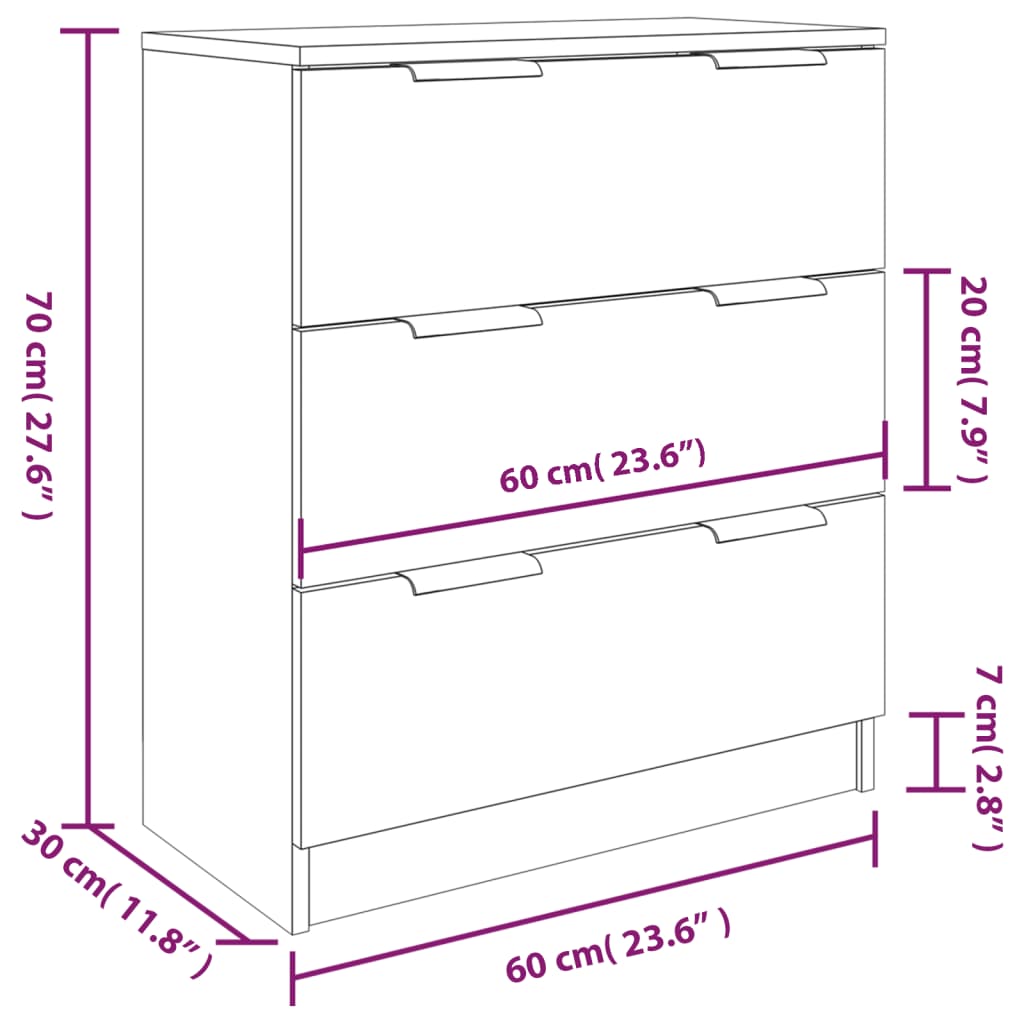 3-tlg. Sideboards Weiß Holzwerkstoff