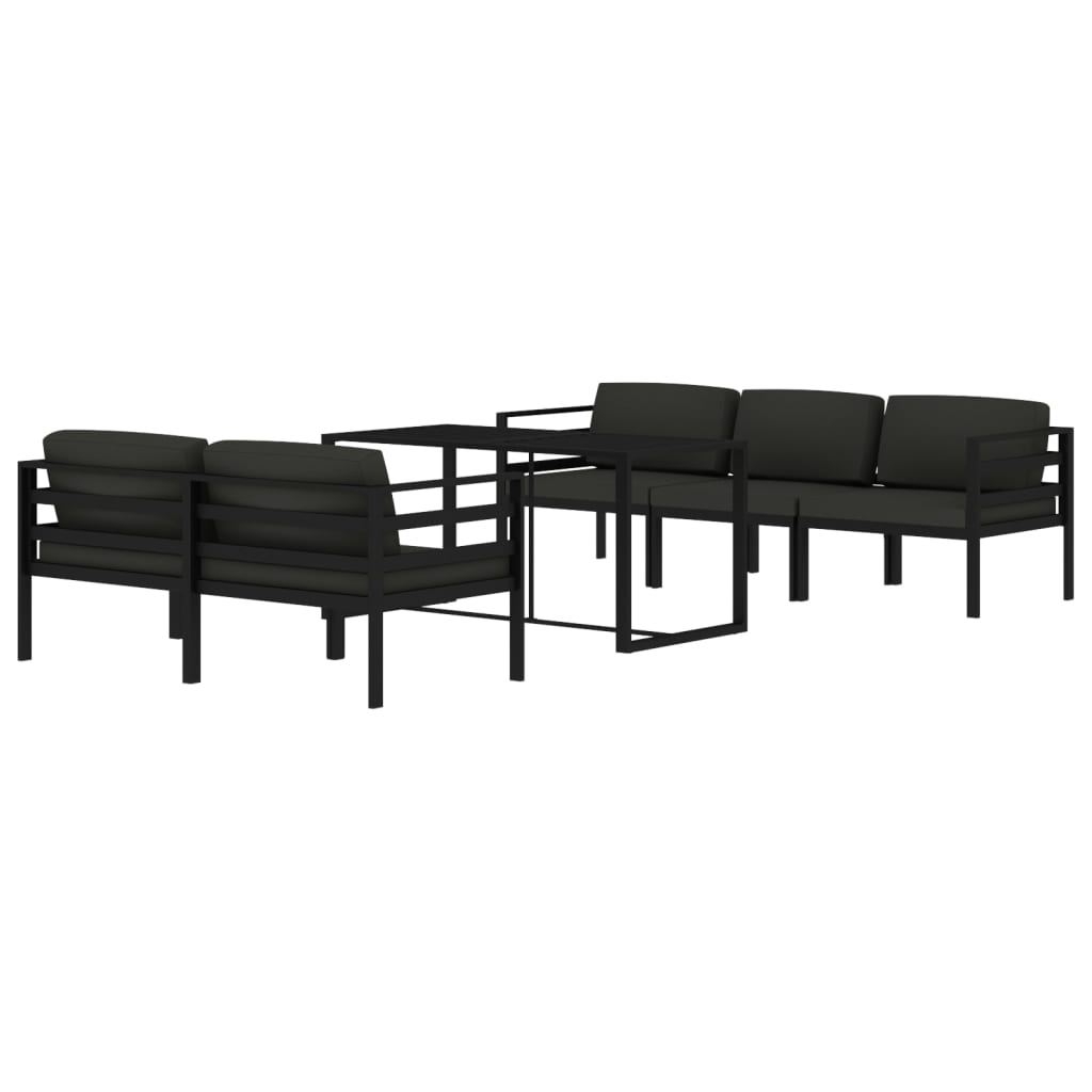 6-tlg. Garten-Lounge-Set mit Kissen Aluminium Anthrazit