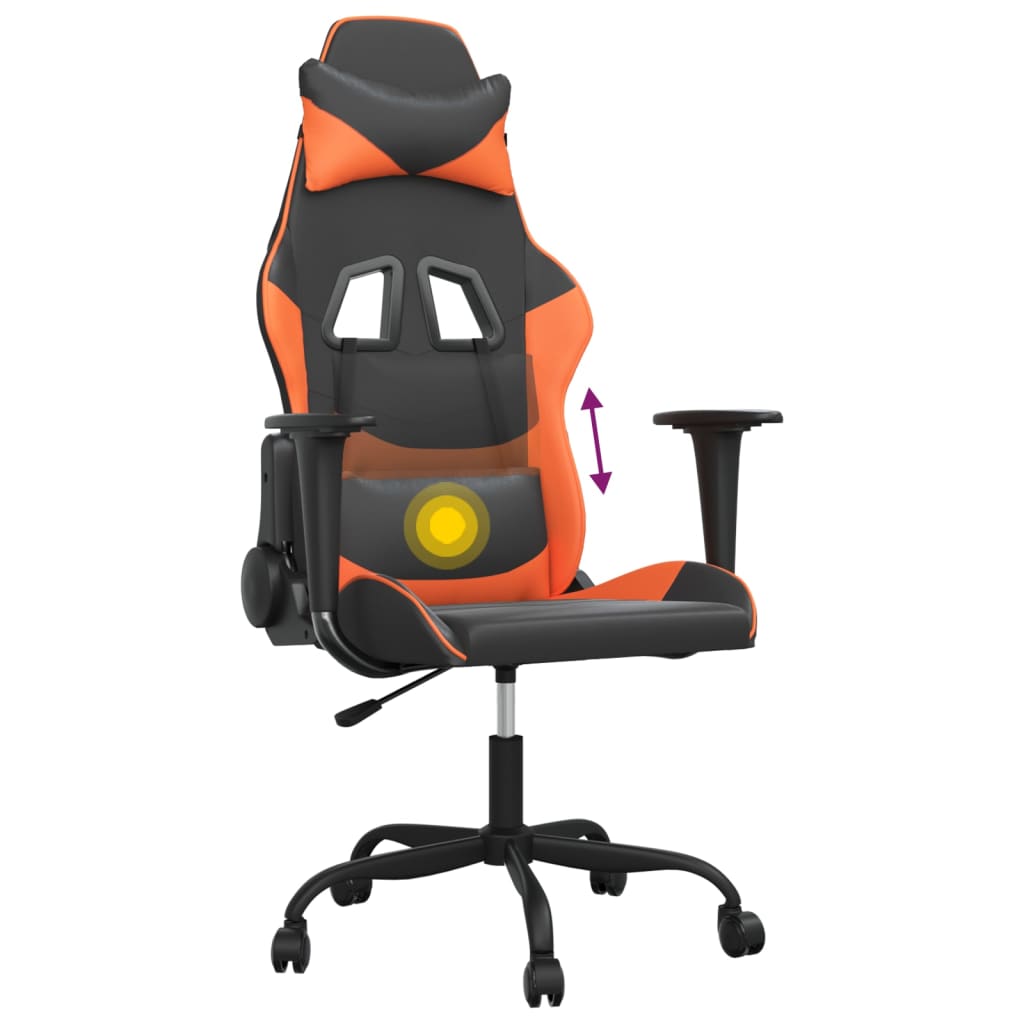 Gaming-Stuhl mit Massagefunktion Schwarz und Orange Kunstleder