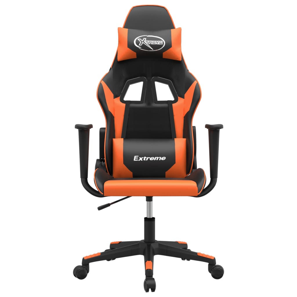 Gaming-Stuhl mit Massagefunktion Schwarz und Orange Kunstleder