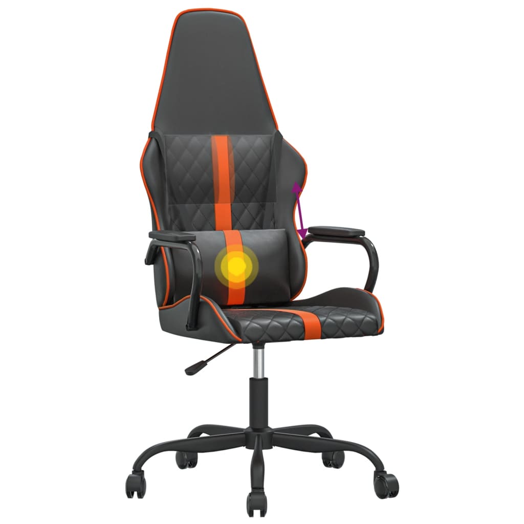 Gaming-Stuhl mit Massagefunktion Orange und Schwarz Kunstleder