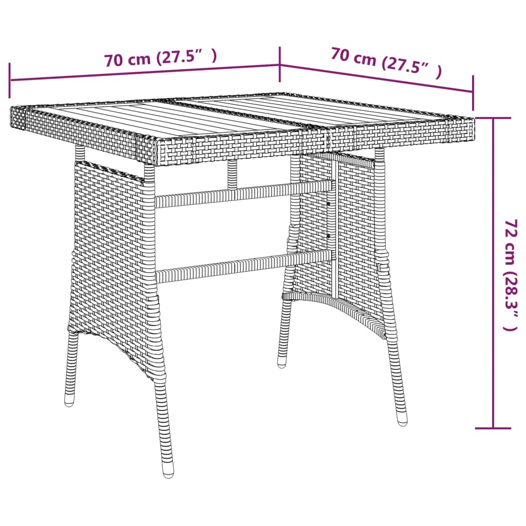 5-tlg. Garten-Essgruppe Poly Rattan Schwarz