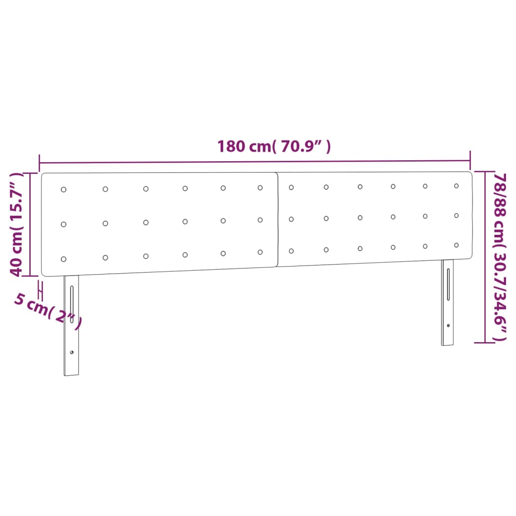 Kopfteile 2 Stk. Cappuccino-Braun 90x5x78/88 cm Kunstleder