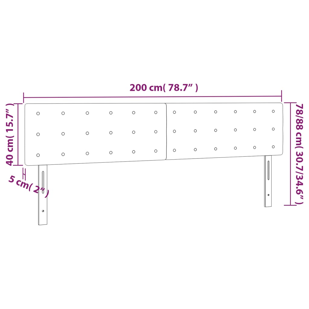 Kopfteile 2 Stk. Cappuccino-Braun 100x5x78/88 cm Kunstleder