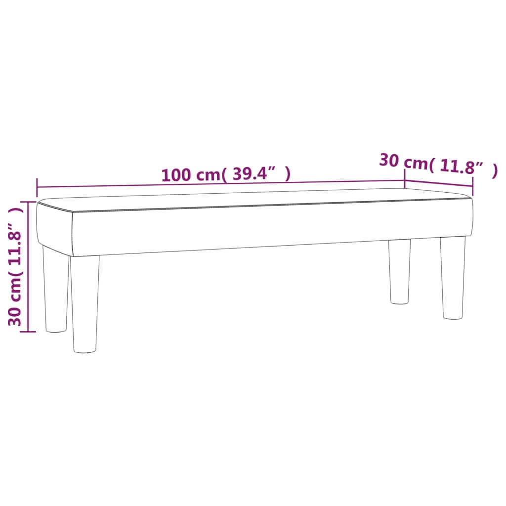 Sitzbank Grau 100x30x30 cm Kunstleder