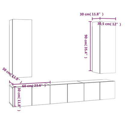 5-tlg. TV-Schrank-Set Räuchereiche Holzwerkstoff