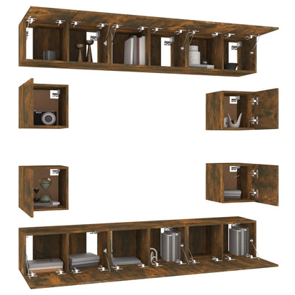 10-tlg. TV-Schrank-Set Räuchereiche Holzwerkstoff