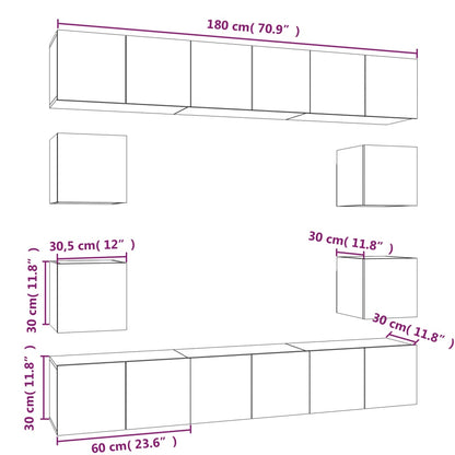 10-tlg. TV-Schrank-Set Räuchereiche Holzwerkstoff