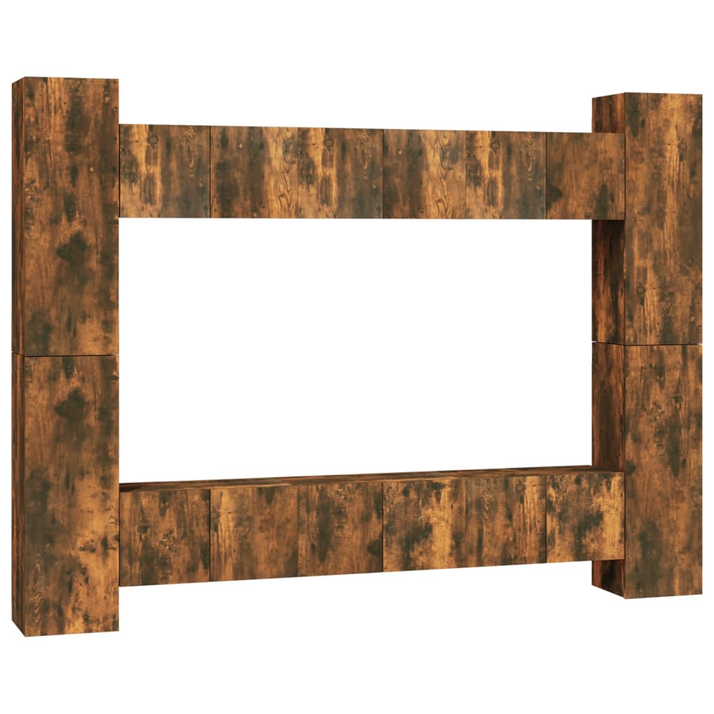 10-tlg. TV-Schrank-Set Räuchereiche Holzwerkstoff