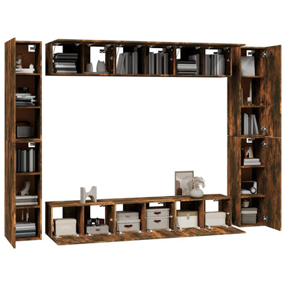 10-tlg. TV-Schrank-Set Räuchereiche Holzwerkstoff