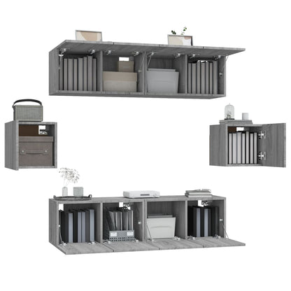6-tlg. TV-Schrank-Set Grau Sonoma Holzwerkstoff