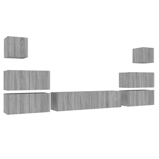 8-tlg. TV-Schrank-Set Grau Sonoma Holzwerkstoff