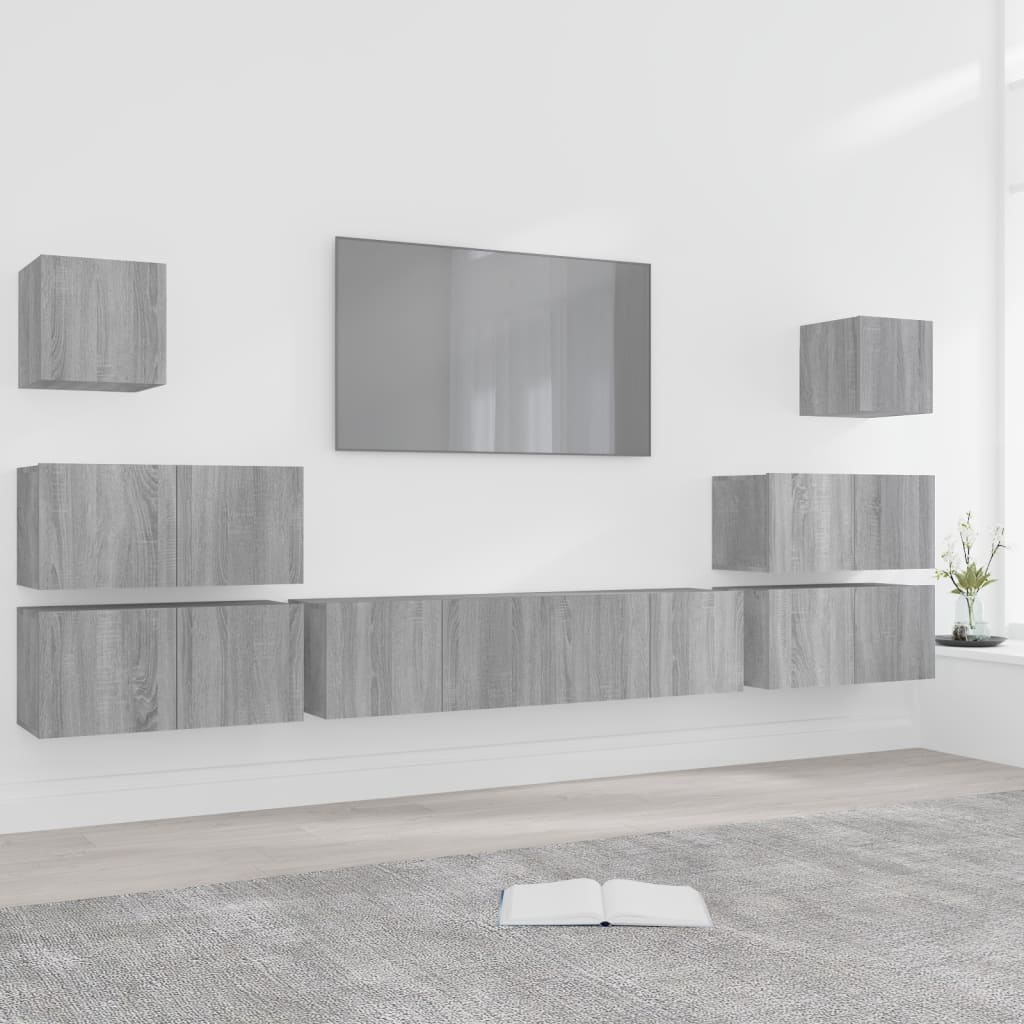 8-tlg. TV-Schrank-Set Grau Sonoma Holzwerkstoff