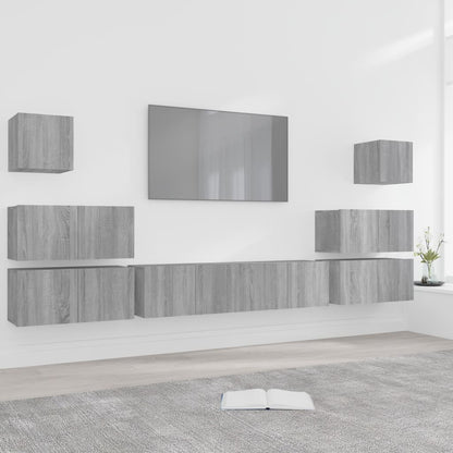 8-tlg. TV-Schrank-Set Grau Sonoma Holzwerkstoff