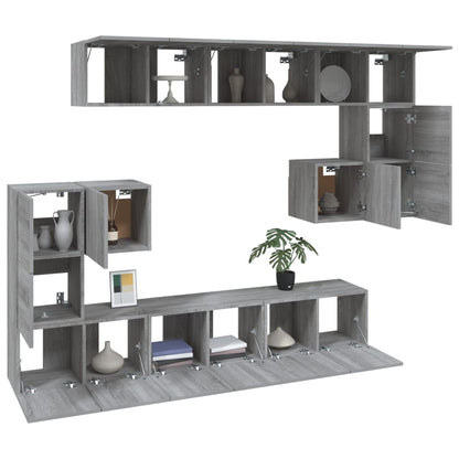 10-tlg. TV-Schrank-Set Grau Sonoma Holzwerkstoff