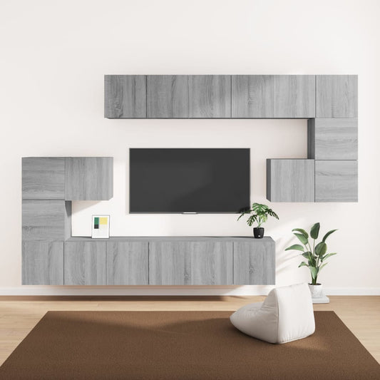 10-tlg. TV-Schrank-Set Grau Sonoma Holzwerkstoff