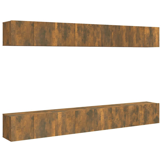 8-tlg. TV-Schrank-Set Räuchereiche 60x30x30 cm Holzwerkstoff