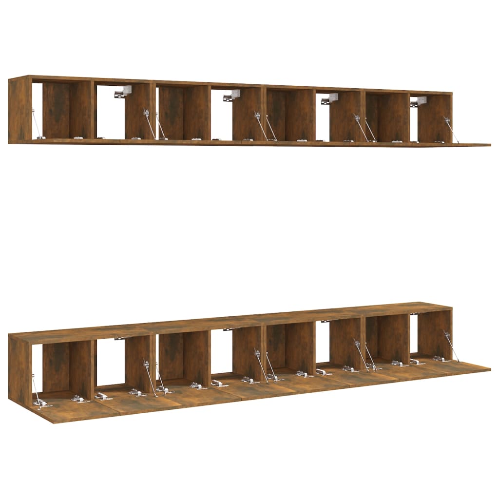 8-tlg. TV-Schrank-Set Räuchereiche 60x30x30 cm Holzwerkstoff