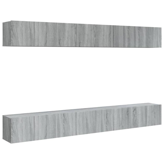 8-tlg. TV-Schrank-Set Grau Sonoma 60x30x30 cm Holzwerkstoff