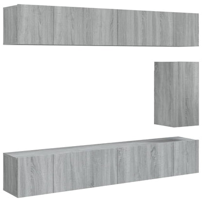 7-tlg. TV-Schrank-Set Grau Sonoma Holzwerkstoff