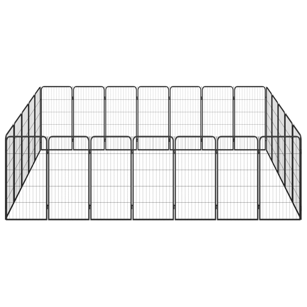 24-tlg. Hundelaufstall Schwarz 50x100cm Stahl Pulverbeschichtet